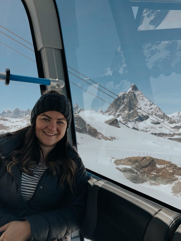 Riding the worlds highest 3S cableway to the Matterhorn Glacier Paradise during a visit to Zermatt in the summer