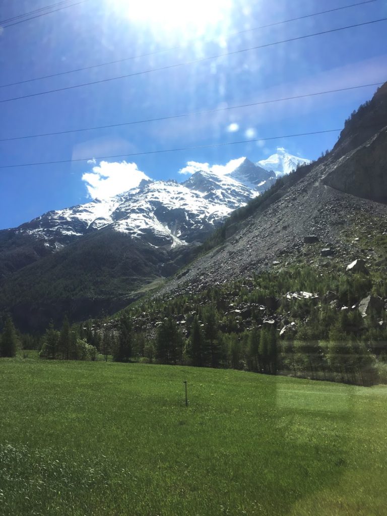 Mountain view from the train ride from Visp to Zermatt