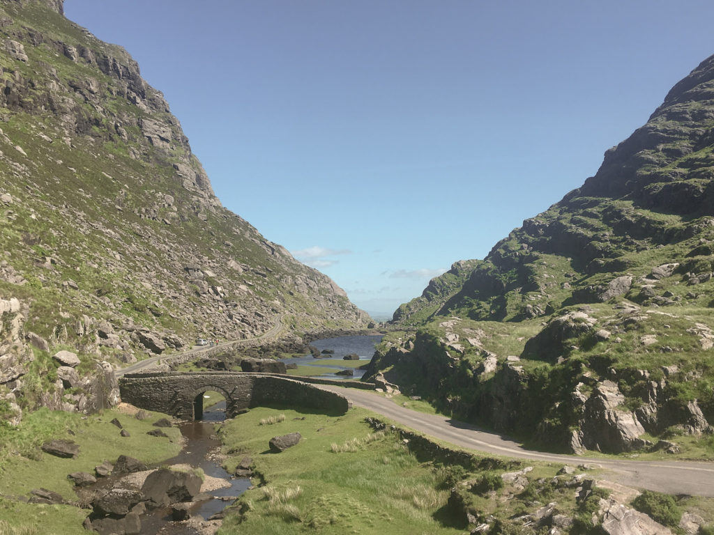The Gap of Dunloe in Ireland on a warm sunny day